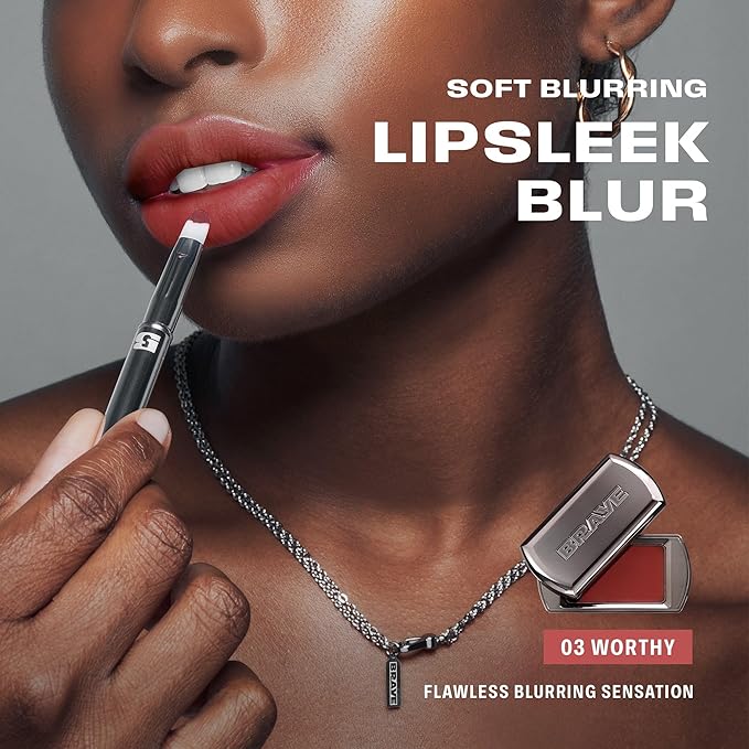 BRAYE LIPSLEEK BLUR | Blush for Cheeks & Lips, Korean Makeup Blush, Cool Lip and Cheek Balm, Vegan Cream, Lightweight w/Blendable & Buildable Makeup, Natural Look 03 WORTHY 0.08oz