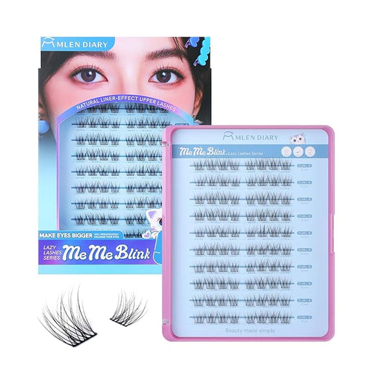 MLEN DIARY Lash Clusters 80PCS Natural Eyelash Clusters C Curl Wispy DIY Eyelash Extensions 10-12mm Soft & Light Eyelash Clusters Korean Manga Style