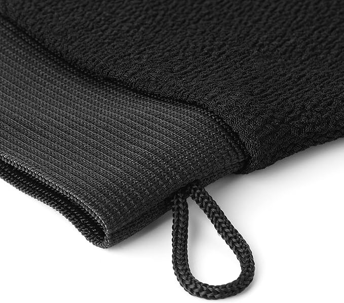 Valitic Exfoliating Glove Body Scrubber - Exfoliating Mitt Dead Skin Remover, Shower Face and Body Exfoliator - Korean Style Skin Scrubber Washcloth - Spray and Self Tan Remover, 1 Black