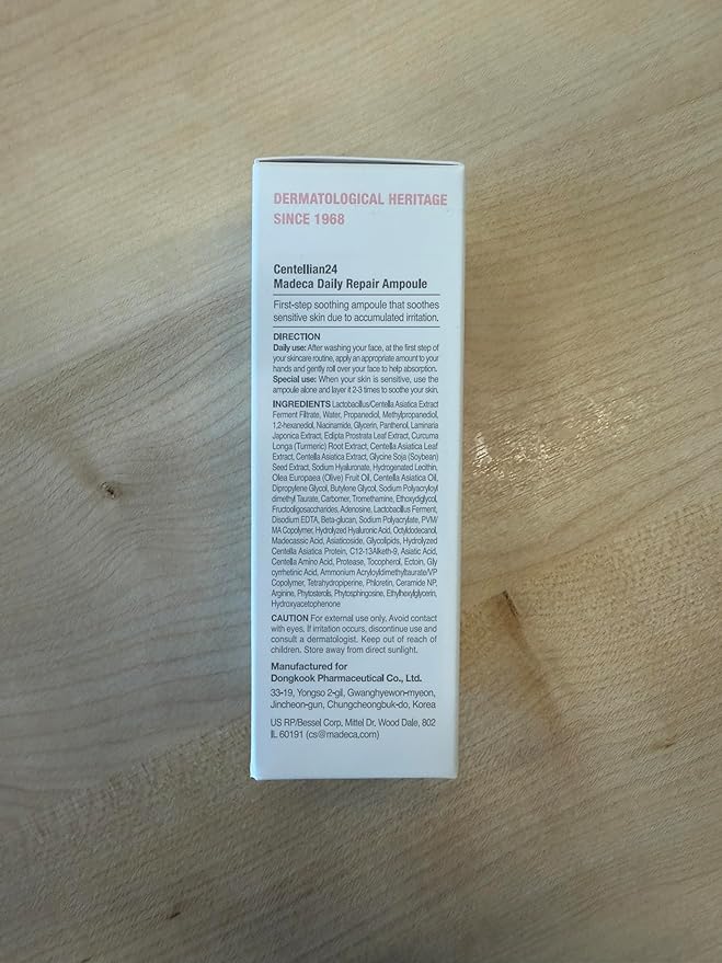 Centellian 24 Madeca Daily Repair Ampoule (Daily Soothing, 1.69fl oz) - Soothing & Hydrating Facial Serum for Sensitive Skin, Skin Barrier Repair & Fast Absorption, Korean Skin Care