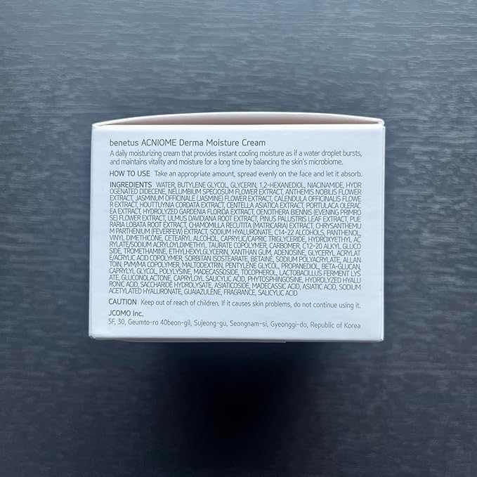 ACNIOME Derma Moisture Cream, Salicylic Acid Daily Pore-Care Gel Cream, Hydrating Non-Sticky Moisturizer with Hyaluronic Acid for Oily & Sensitive Skin, Korean Skincare (1.69 Fl Oz)