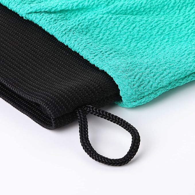 Valitic Exfoliating Glove Body Scrubber - Exfoliating Mitt Dead Skin Remover, Shower Face and Body Exfoliator - Korean Style Skin Scrubber Washcloth - Spray and Self Tan Remover, Pair Turquoise