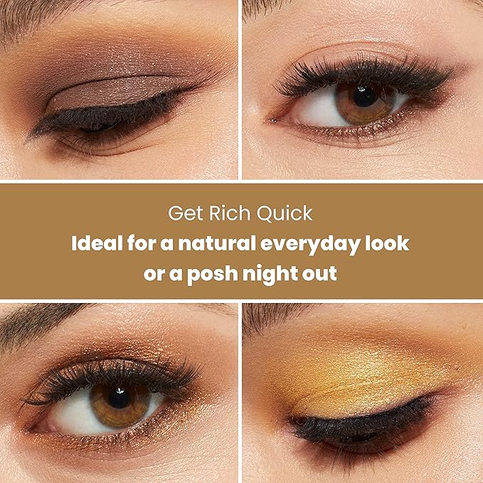 JOAH Color Haul Eyeshadow Palette, Travel Size Eye Makeup Kit, Matte & Shimmer Eyeshadow, Korean Makeup, 12 Highly Pigmented, Super Bendable Gold & Bronze Colors, Includes Brush, Get Rich Quick